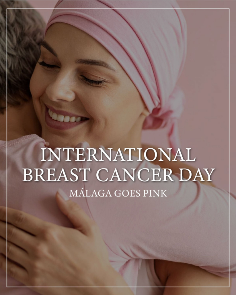 Pink ribbon for International Breast Cancer Day in Málaga